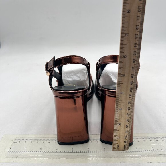 FOWT Brown Platform Square Toe Loafers Chunky High Heel Slingback Slip on Pumps - Picture 5 of 8